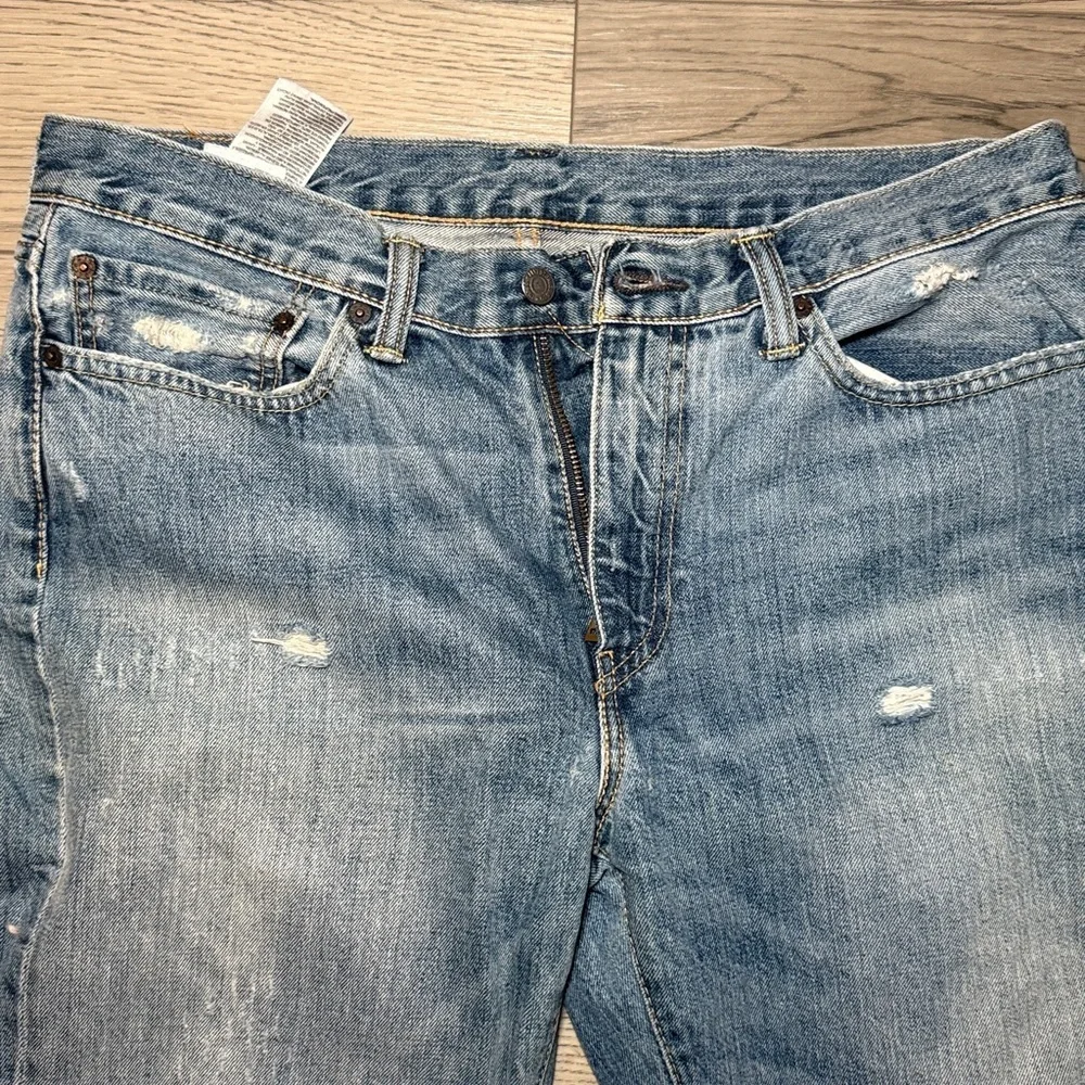 Levi's 514 Men's 2015 Classic Distressed Blue Denim Jeans 35x30 Regular Fit